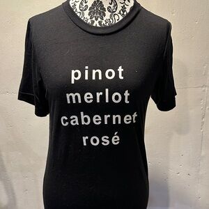 Black Graphic Tee with Wine Text